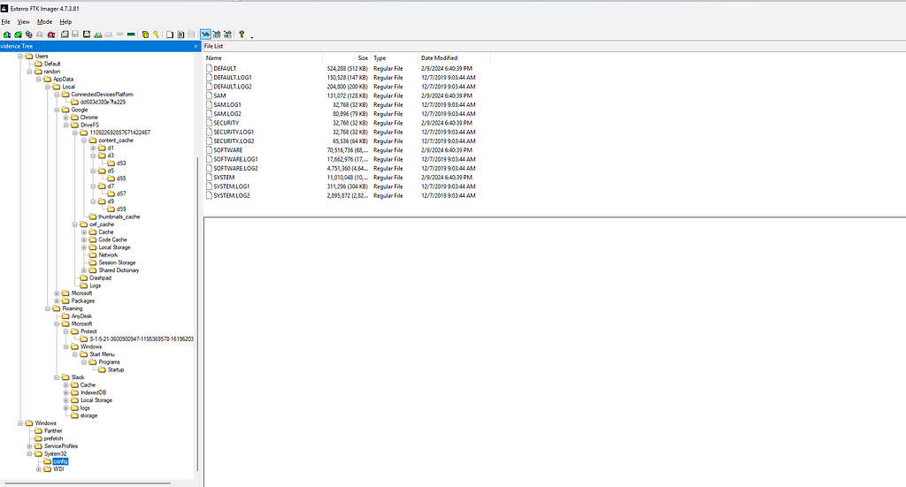 SYSTEM and SOFTWARE hives under C:\Windows\System32\config